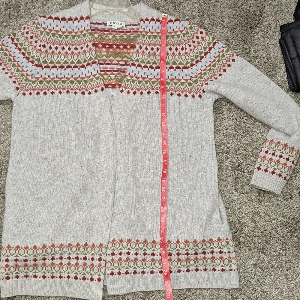 Orvis 100% wool cardigan sweater - southwestern gray - L
